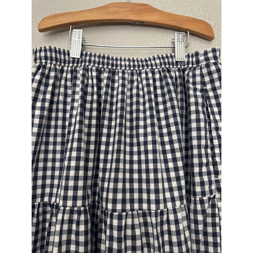 Abercrombie & Fitch Blue White Gingham Tiered Midi Skirt Boho Cottagecore XS - Picture 5 of 11